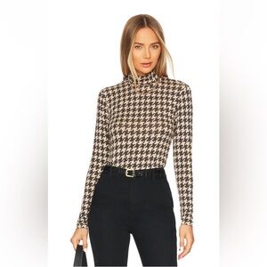 Sanctuary Slinky Mock Turtleneck Houndstooth Top